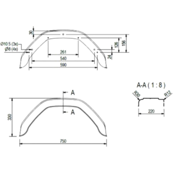 Kotflügel Anhänger PVC AK 22/770