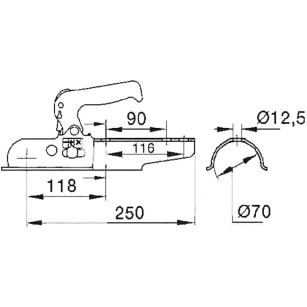 Kugelkopfkupplung 1500KG 70 mm