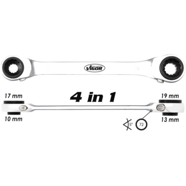 Doppel Ratschenringschlüssel 4IN1 V2705