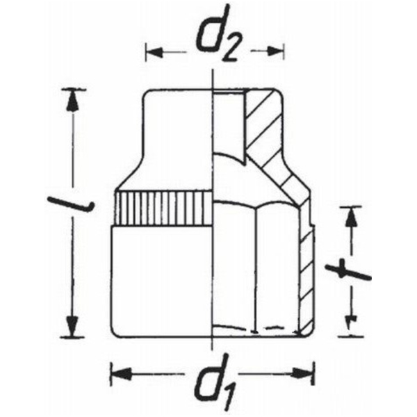 Kraft-Stecknuss 6 Kant 3/4 22 mm
