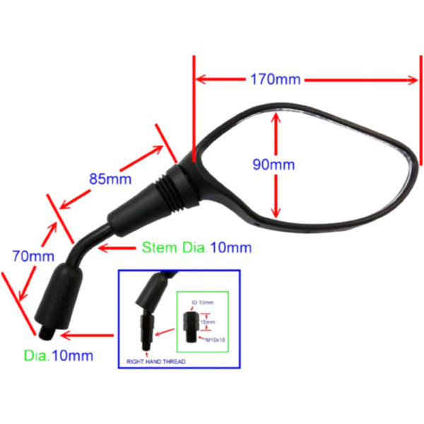 Spiegel schwarz links JMP BA19H0050BL