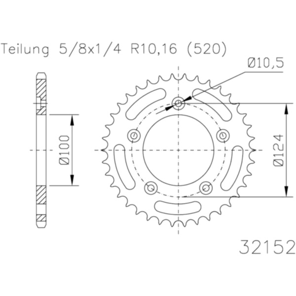 Kettenblatt Kettenrad 45Z Teilung 520 schwarz 503215245