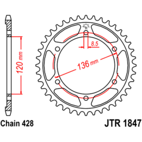 Kettenblatt Kettenrad 46Z Teilung 428 JTR184746