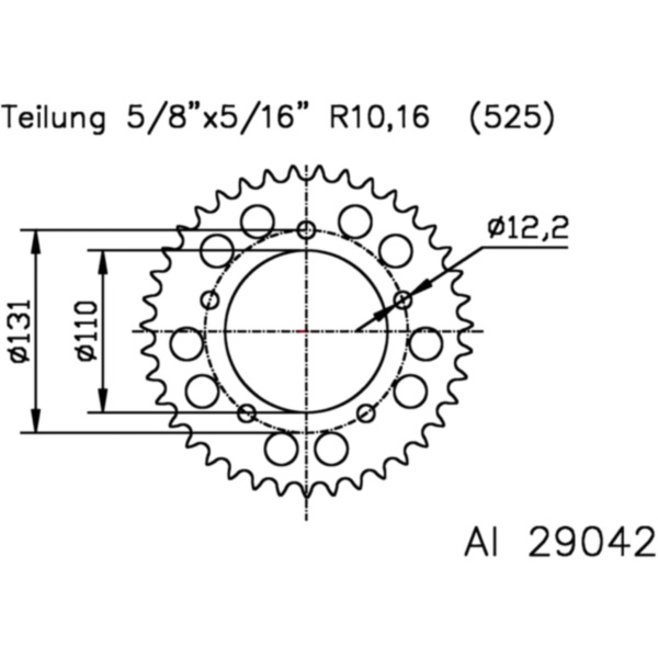 Kettenblatt Alu-Kettenrad 46Z Teilung 525 silber 512904246