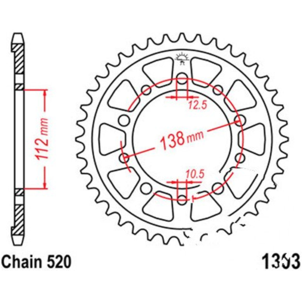 Kettenblatt Alu-Kettenrad 44Z Teilung 520 silber