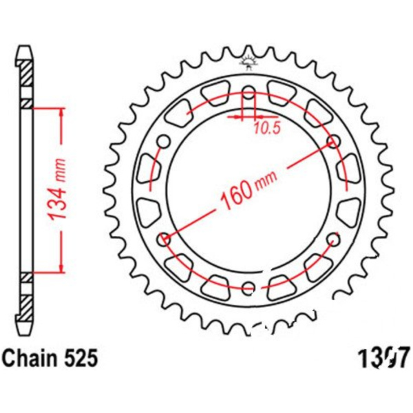 Kettenblatt Alu-Kettenrad 44Z Teilung 525 silber JTA130744