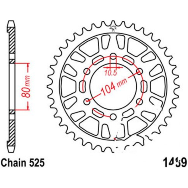 Kettenblatt Alu-Kettenrad 43Z Teilung 525 silber JTA148943