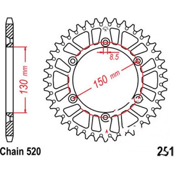 Kettenblatt Alu-Kettenrad 48Z Teilung 520 silber JTA25148