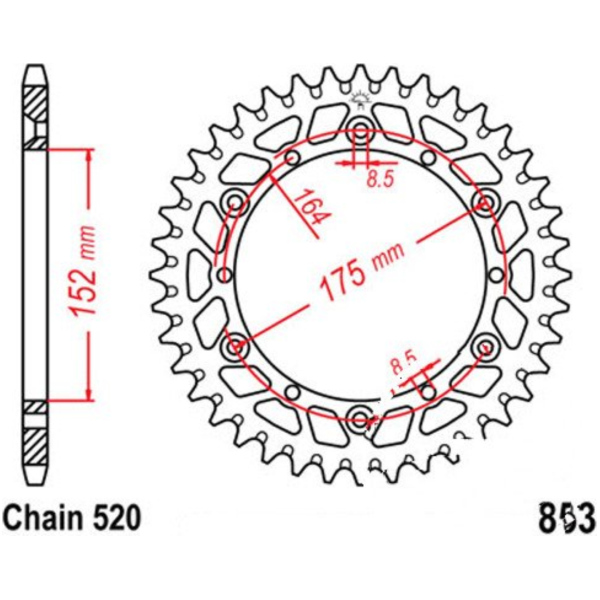 Kettenblatt Alu-Kettenrad 47Z Teilung 520 silber JTA85347