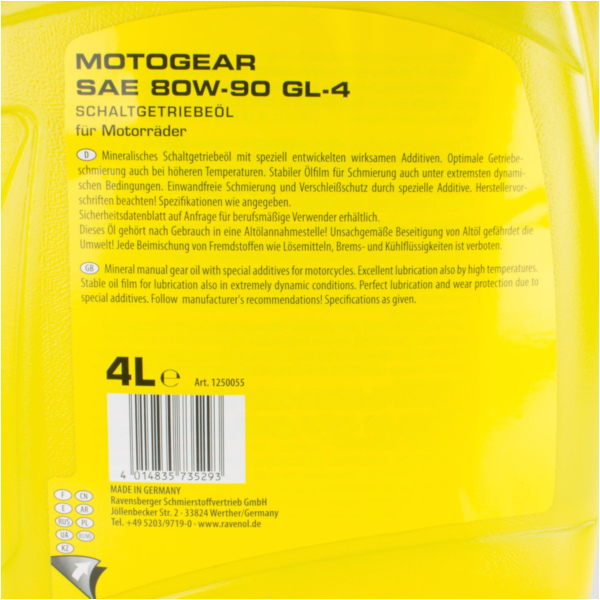 Motogear - Getriebeöl SAE 80W-90 GL4 4L