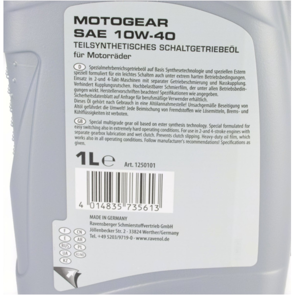 Motogear SAE 10W-40 GL-41 Liter