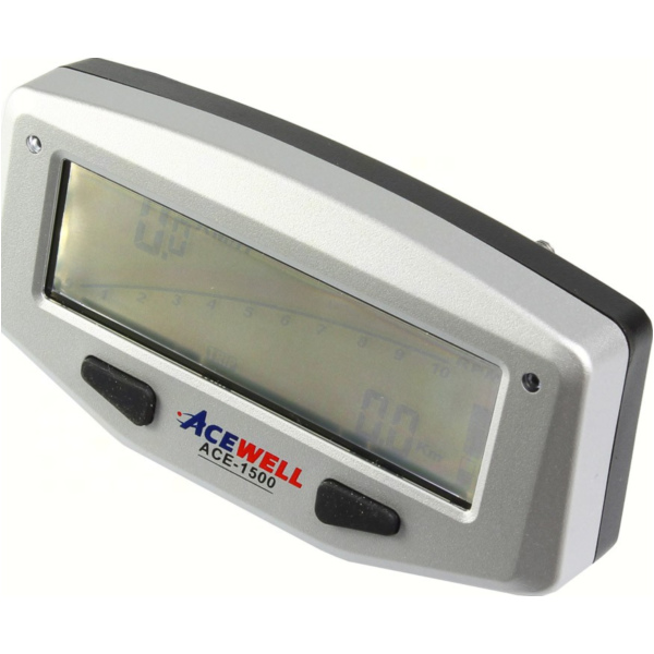Geschwindigkeitsmesser, Anzeigeeinheit ACE-1500 Digitaler Motorrad Tachometer mit Balkengrafik Drehzahlmesser, Tankanzeige und LED Schaltwarnung, Display Weiss