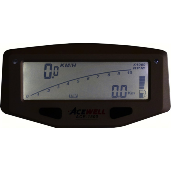 Geschwindigkeitsmesser, Anzeigeeinheit ACE-1500 Digitaler Motorrad Tachometer mit Balkengrafik Drehzahlmesser, Tankanzeige und LED Schaltwarnung, Display Weiss
