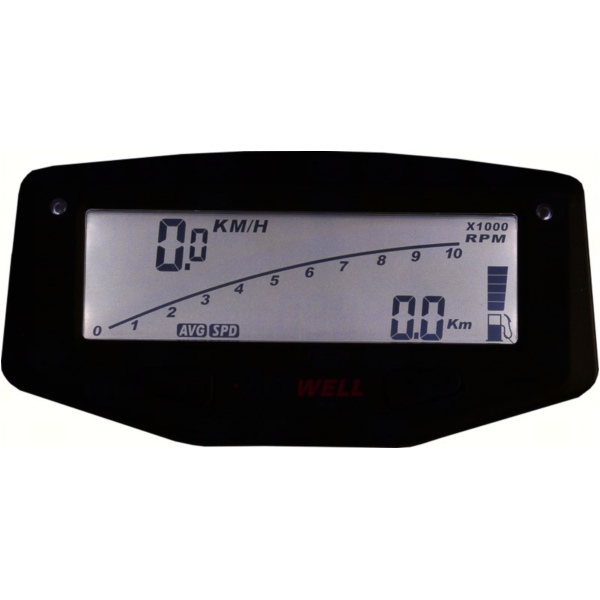 Geschwindigkeitsmesser, Anzeigeeinheit ACE-1600S Tachometer für Motorräder mit Drehzahlmesser Funktion, Temperatur-, Tankanzeige, LED Schaltwarnung, schwarz