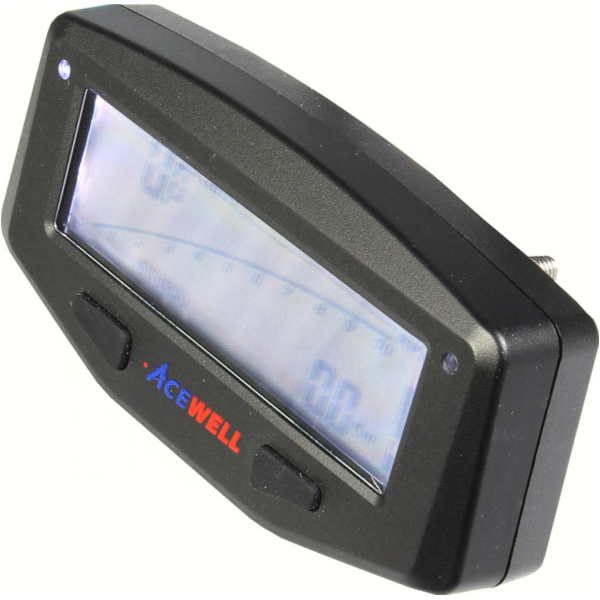 Geschwindigkeitsmesser, Anzeigeeinheit ACE-1600S Tachometer für Motorräder mit Drehzahlmesser Funktion, Temperatur-, Tankanzeige, LED Schaltwarnung, schwarz