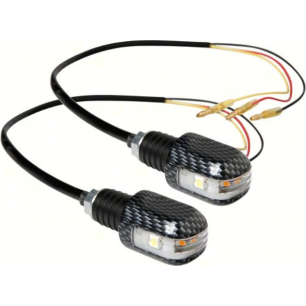 LED-Lenkerenden mit 12V LED Blink- u. Positionlicht, carbon design