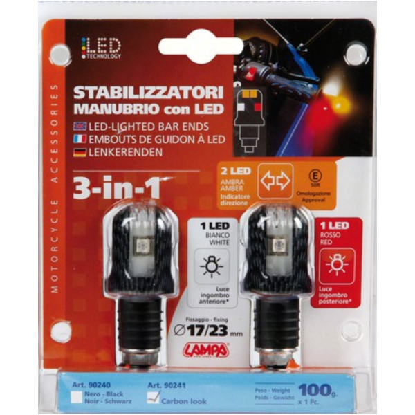 LED-Lenkerenden mit 12V LED Blink- u. Positionlicht, carbon design