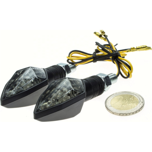 Blinkleuchte, Blinklicht LED-Blinker ROCK, schwarz, getöntes Glas, Paar, E-gepr.