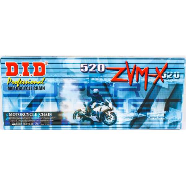 Motorradkette, Antriebskette Kette X-Ring super verstärkt ZVMX Schwarz, 520, 126 mit Hohlnietschloß / empfohlen ab 88kW (120PS) / bis 1000ccm