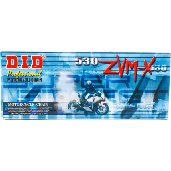 Motorradkette, Antriebskette Kette X-Ring super verstärkt ZVMX Schwarz, 530, 120 mit Hohlnietschloß / empfohlen ab 88kW (120PS) / bis 1300ccm