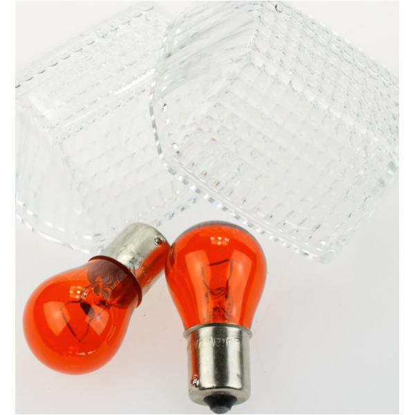 Blinkerglas KLAR/BIRNE ORANGE, PAAR Vergl. Nr. 23048-1054, E-GEPR.