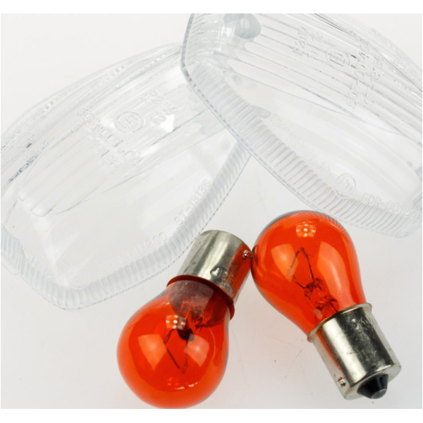 Blinkerglas KLAR/BIRNE ORANGE, PAAR für: HONDA ´99-04, E-GEPR