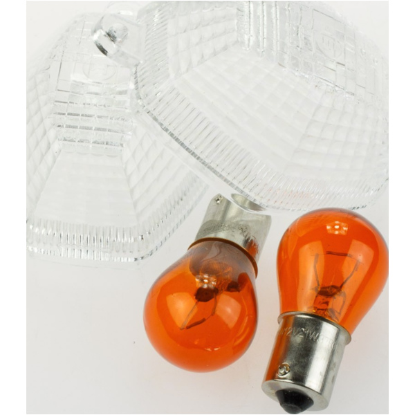 Blinkerglas KLAR/BIRNE ORANGE, PAAR für: SUZUKI GSX-R/SV´01-04, E-GEPR