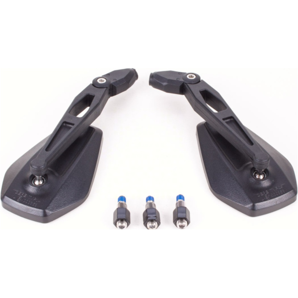 Lenkerspiegel SHIN YO Spiegel BOOSTER 2, Nylon/ABS, schwarz, M10 Rechtsgewinde, incl. 1 extra Adapter M10 Linksgewinde f. für: YAMAHA, Paar, E-geprüft