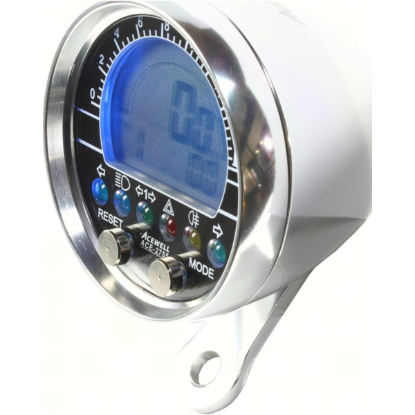 Geschwindigkeitsmesser, Anzeigeeinheit ACE-2755AP Tachometer und Drehzahlmesser mit Kraftstoffanzeige Alu poliert