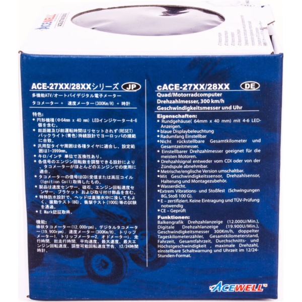 Geschwindigkeitsmesser, Anzeigeeinheit ACE-2901 Motorrad und Quad / ATV Drehzahlmesser mit Temperaturanzeige und 6 Kontrollleuchte