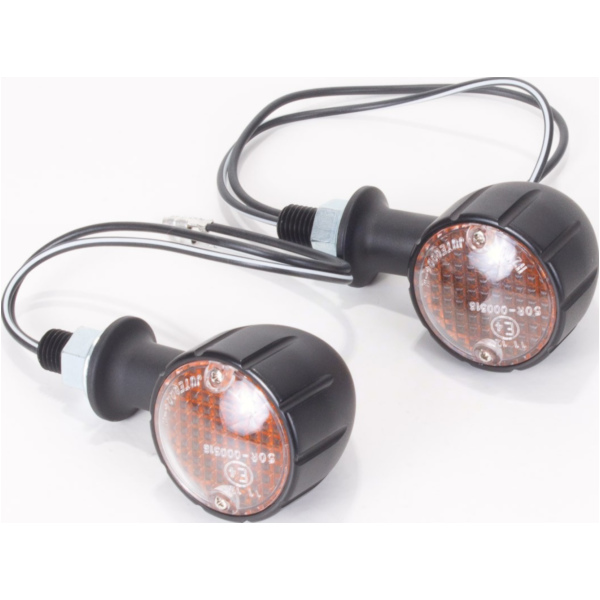 Blinkleuchte, Blinklicht LED Blinker E geprüft alu look paar 20mm Stiel