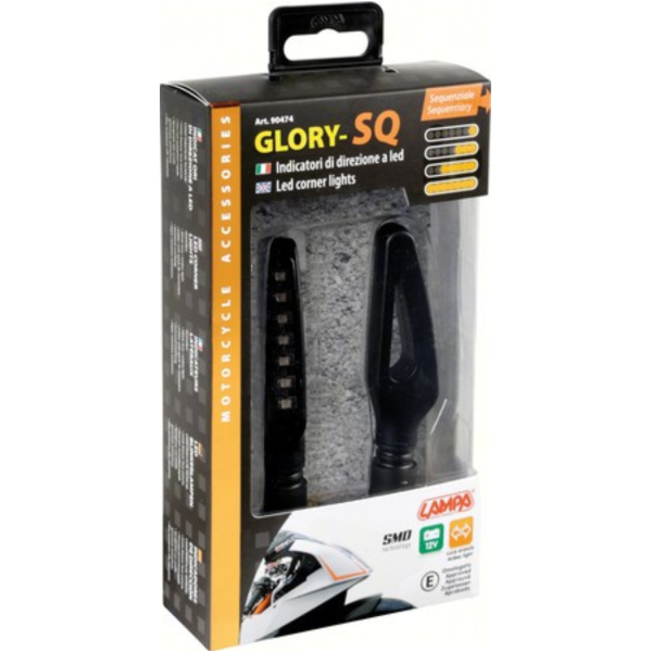 sequenzieller Led-Blinker Set GLORY-SQ, schwarze Farbe (90474)