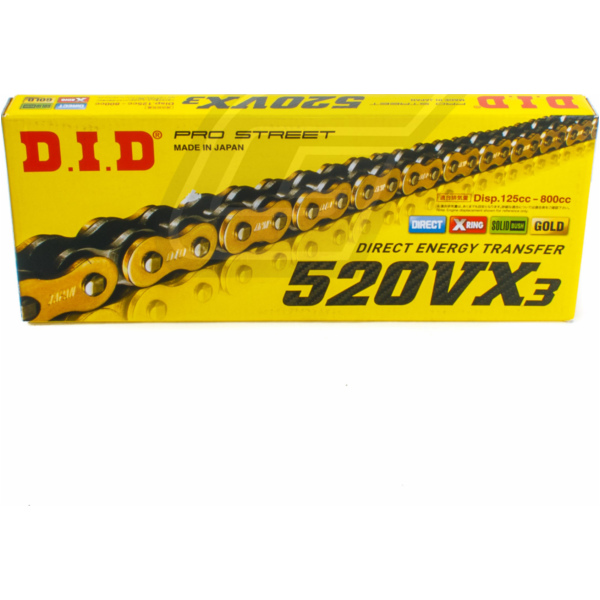 Kette X-Ring VX3 520, 96 G&B mit Hohlnietschloß / nutzbar bis 96kW (130PS) / bis 750ccm