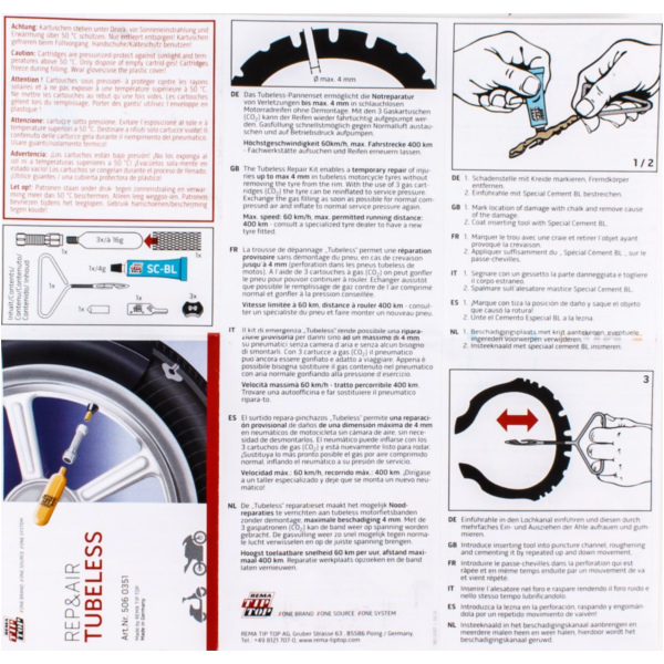 Reifen Reparatur für schlauchlose Reifen