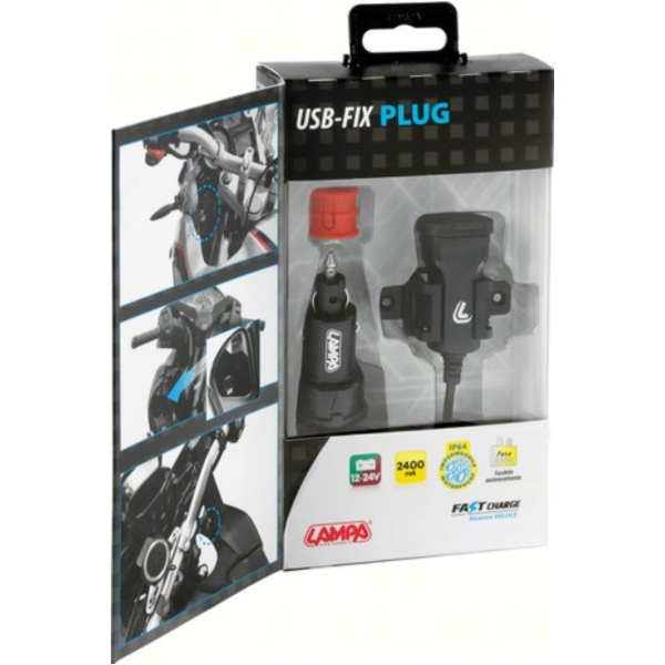 USB für Motorradlenker mit Schraubbefestigung und DIN-Stecker, 2400MA