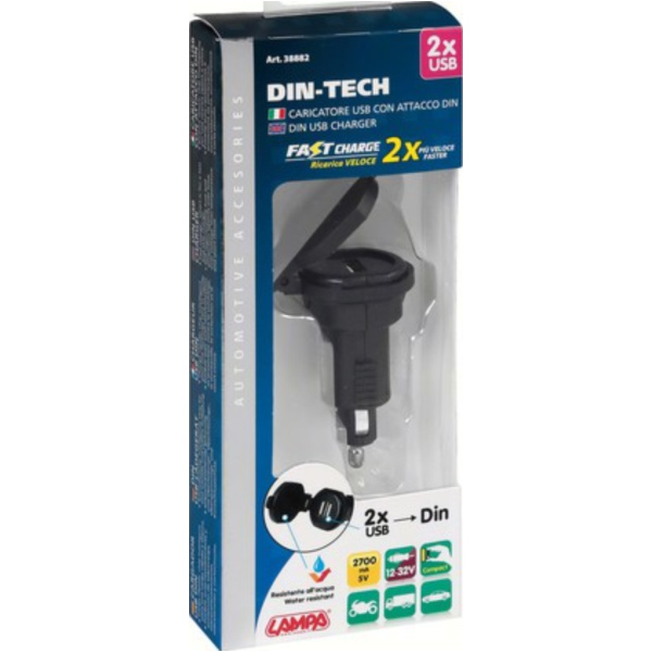 DIN-TECH 2 Doppel DIN-Stecker 2700MA, Universale Schnellladung 12/32V