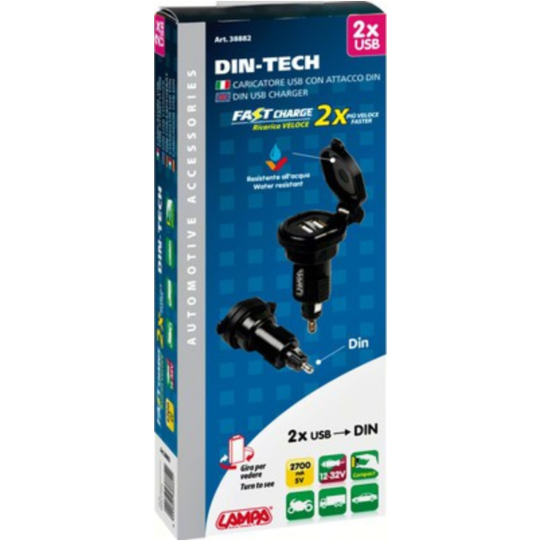 DIN-TECH 2 Doppel DIN-Stecker 2700MA, Universale Schnellladung 12/32V