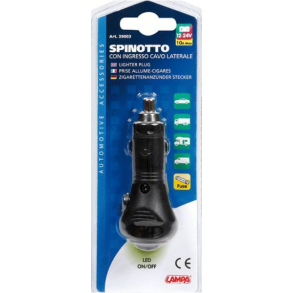 Stecker für Zigarrenanzünder mit seitlichem Kabeleingang, 12/24V