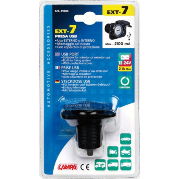 Ext-7, USB-Anschluss, Einbaumontage, 12/24V