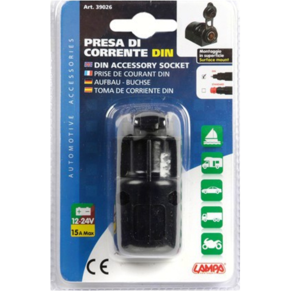 DIN-Stromanschluss, Aufbaumontage, 12/24V