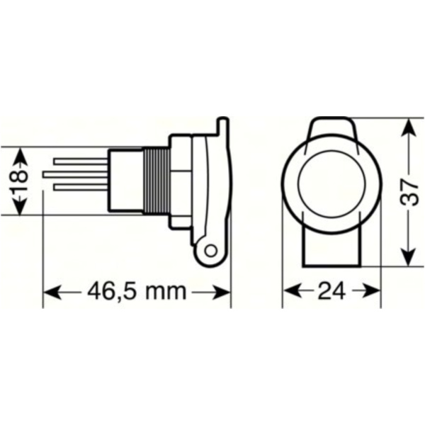Modell DIN-Stromanschluss, Einbaumontage, 12/24V