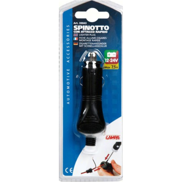 Stecker für Zigarrenanzünder mit Schnellanschluss, 12/24V