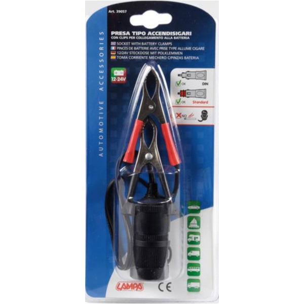 Stromanschluss mit Batterie-Clips 12/24V