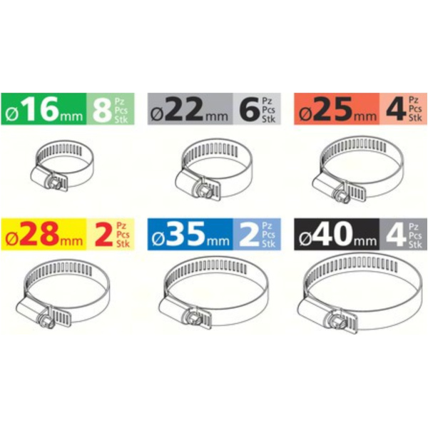 Schlauchschellen aus Stahl, 26 St.
