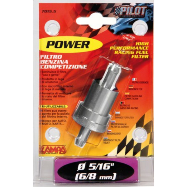 Power - Aluminium Racing Benzinfilter 8mm mit Micometalinnenfilter