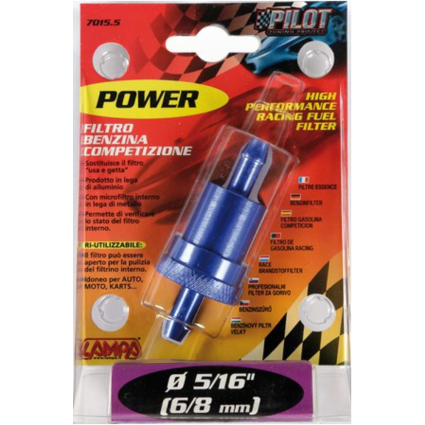Power - Aluminium Racing Benzinfilter 8mm mit Micometalinnenfilter