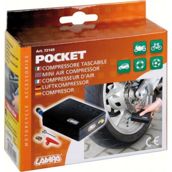 Taschenkompressor (120 PSI/8 Bar) mit LED-Taschenlampe