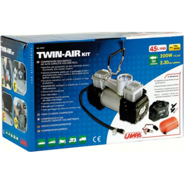 Twin-Air Kit, Zweizylinderkompressor, 12V - 200W