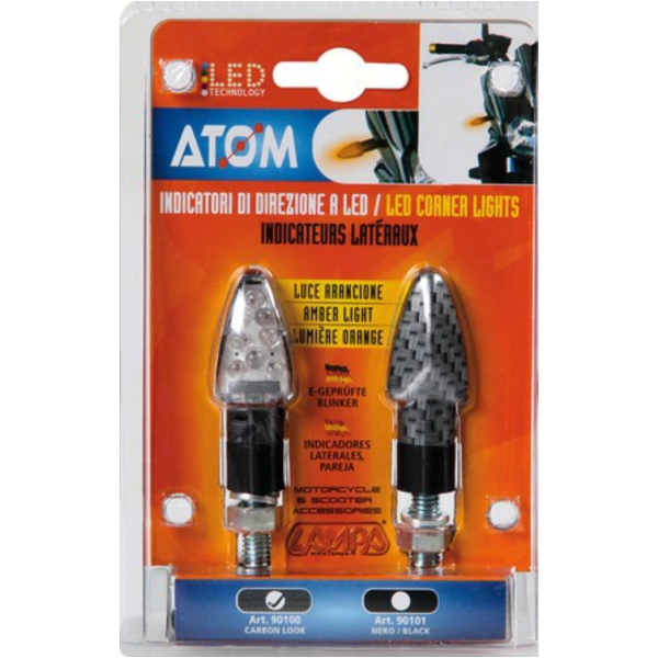 Atom LED Miniblinker Set 12V - Carbon Design - E-Geprüft