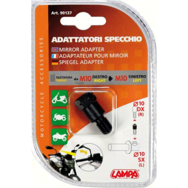 Adapter für Motorradspiegel - Rechtsgewinde innen Ø 10 mm > Linksgewinde aussen Ø 10 mm